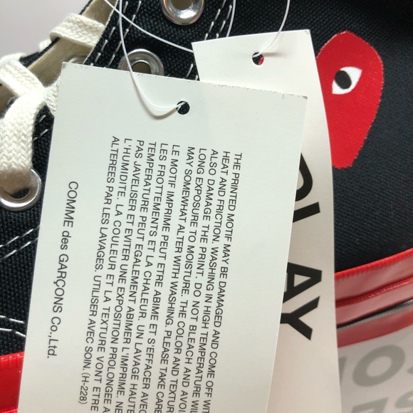 Comme des Garçon PLAY x Converse Chuck 70 Hi - Black/Red A01793C Size M7/W9 NWT - Picture 15 of 16